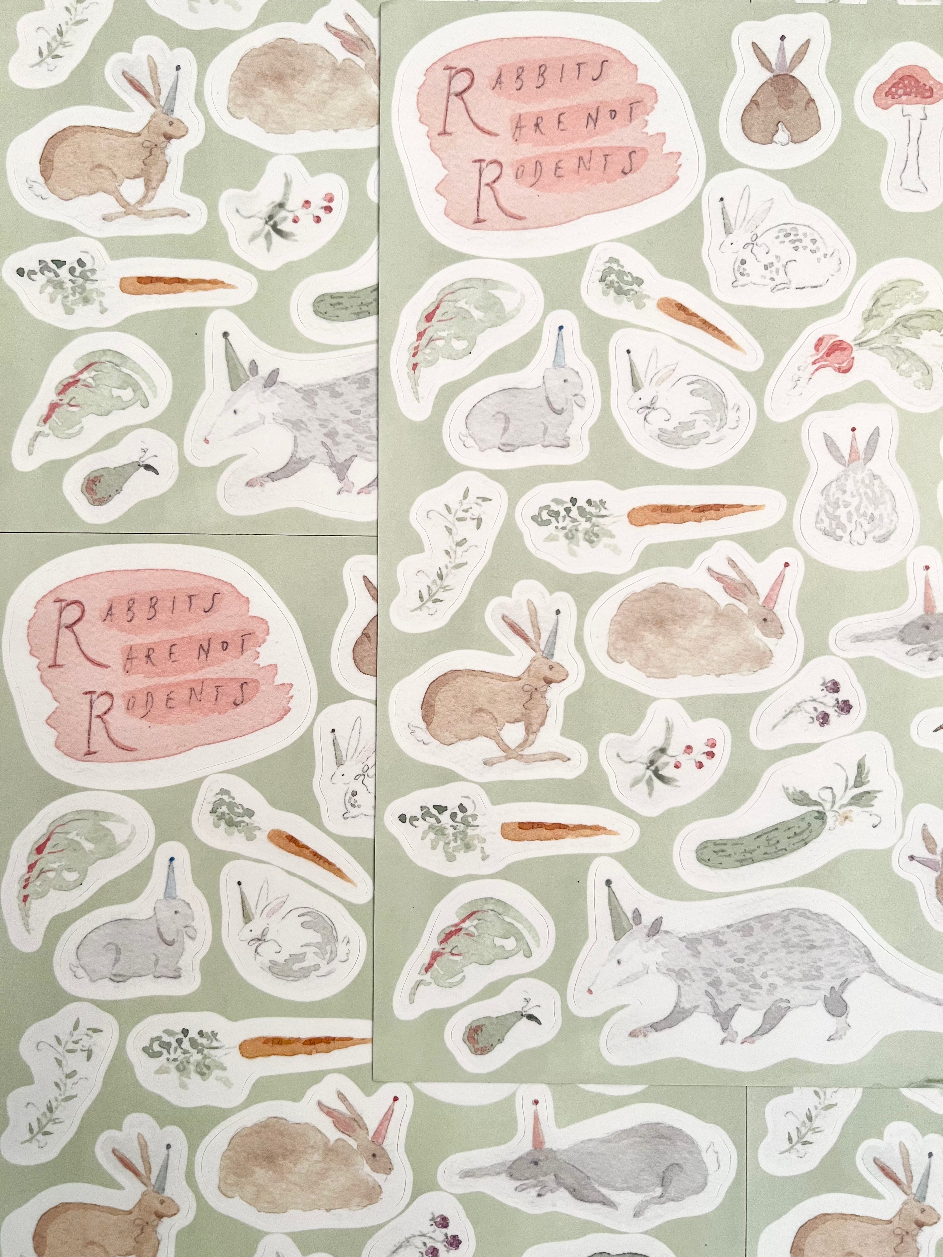 "Rabbits are NOT Rodents" Stickers Rococo Rodents